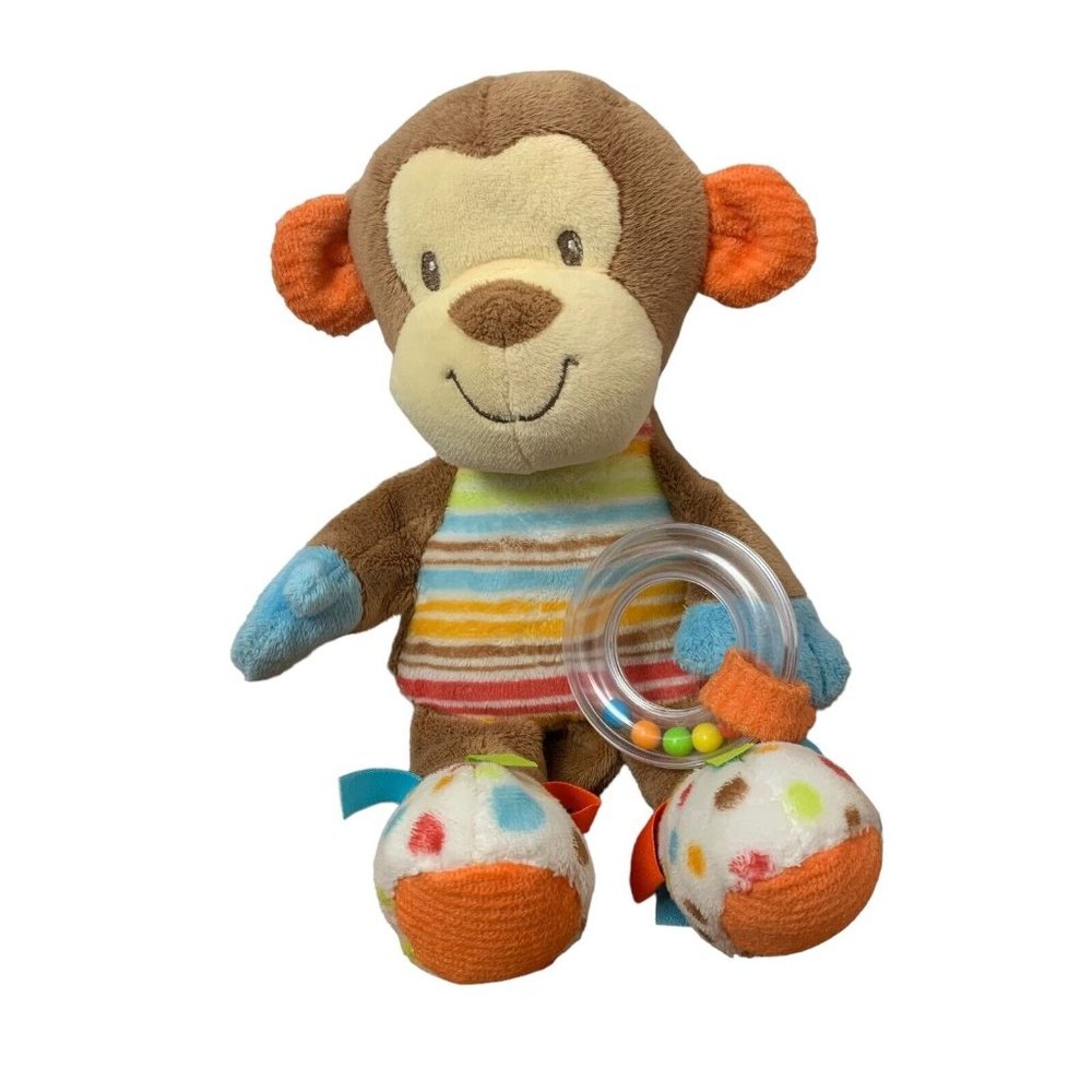 Douglas Baby Monkey Plush Cuddle Pal Stuffed Animal Rattle Striped Belly 2011